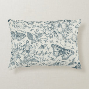 Vintage Schmetterling, Luna-Motte und Blumen Dekokissen