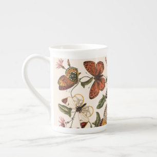 Vintage Schmetterling & Motte Riesige Kaffeetasse Prozellantasse