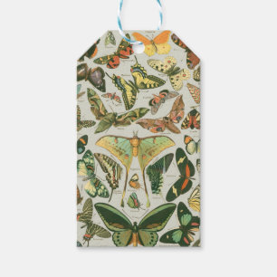 Vintage-Schmetterling-Motten-Musterdruck Geschenkanhänger