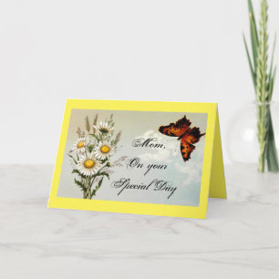 Vintage Schmetterling und Blumen Geburtstag Karte