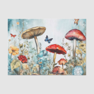 Vintage Schmetterling und Pilz Whimsical Retro Seidenpapier