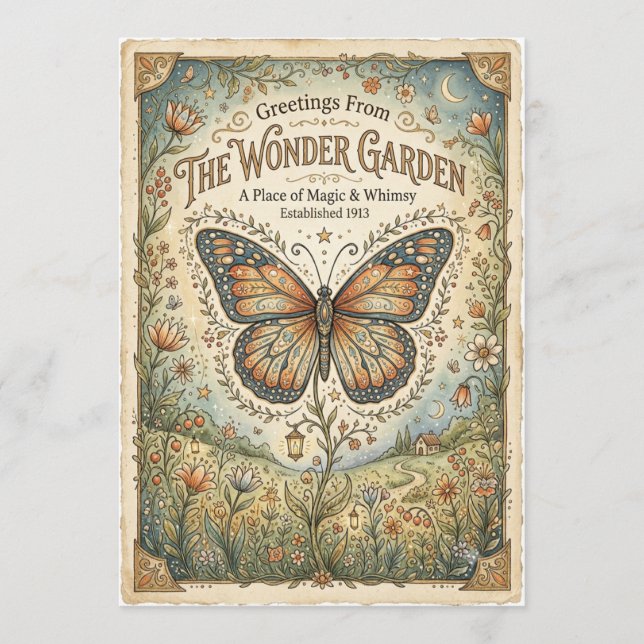 Vintage-Schmetterling Whimsical-Kunstkarte (Vorderseite)