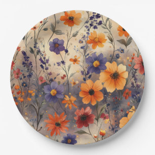 Vintage Schmetterling Wildblume (11) Pappteller