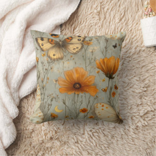 Vintage Schmetterling Wildblume (1) Kissen