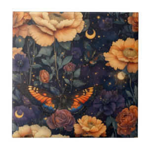 Vintage Schmetterling Wildblume (2) Fliese