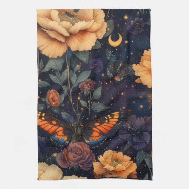 Vintage Schmetterling Wildblume (2) Geschirrtuch (Vertikal)