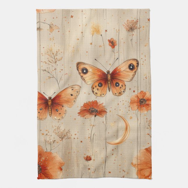 Vintage Schmetterling Wildblume (3) Geschirrtuch (Vertikal)