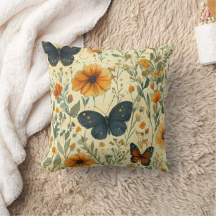 Vintage Schmetterling Wildblume (5) Kissen