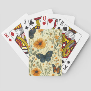 Vintage Schmetterling Wildblume (5) Spielkarten
