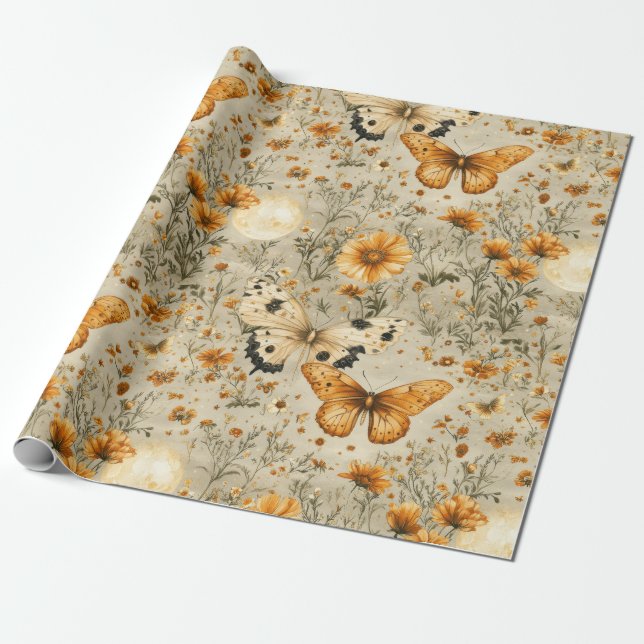 Vintage Schmetterling Wildblume (9) Geschenkpapier (Ungerollt)