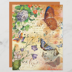 Vintage Schmetterlinge Blumenkollage Scrapbook Pap