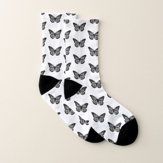 Vintage Schmetterlinge CUSTOM HINTERGRUNDFARBE Socken (Paar)