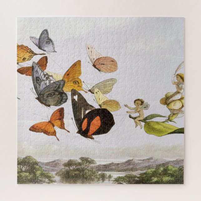 Vintage Schmetterlinge & Märchen Alte Illustration Puzzle (Vertikal)