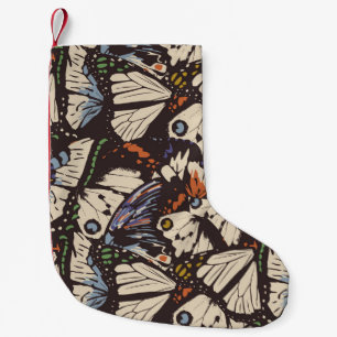 Vintage Schmetterlinge Oberflächenmuster. Farbenfr Kleiner Weihnachtsstrumpf