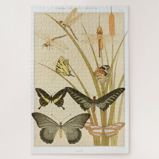 Vintage Schmetterlinge Papillons Illustration Art Puzzle (Vertikal)