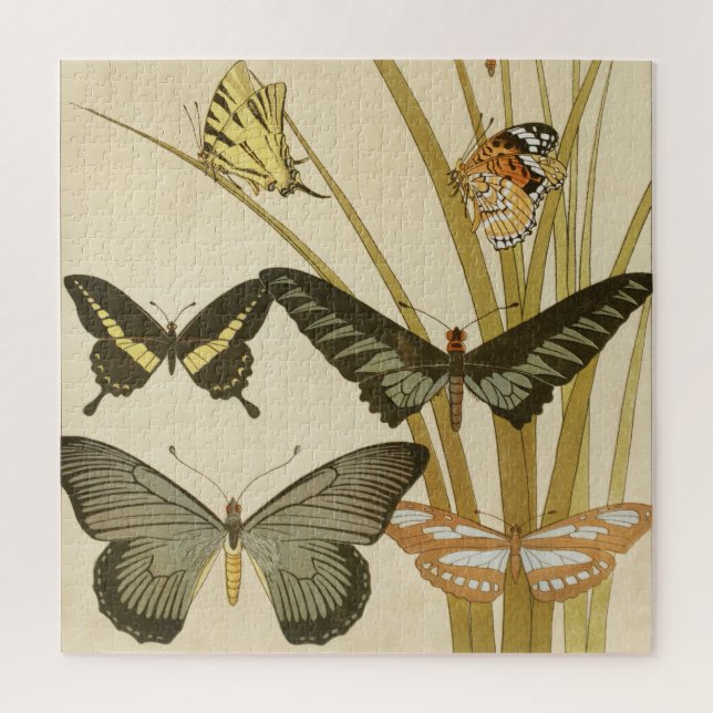 Vintage Schmetterlinge Papillons Illustration Art Puzzle (Vertikal)