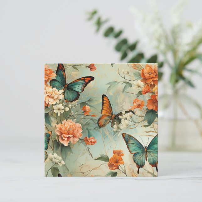 Vintage Schmetterlinge und Blume (10) (Stehend Vorderseite)