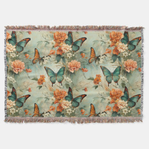 Vintage Schmetterlinge und Blume (10) Decke