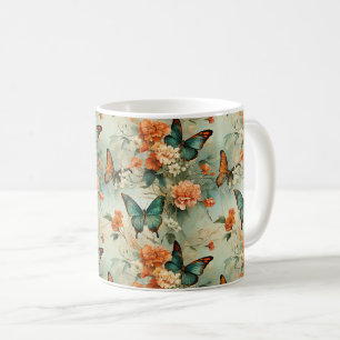 Vintage Schmetterlinge und Blume (10) Kaffeetasse
