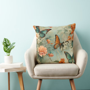 Vintage Schmetterlinge und Blume (10) Kissen