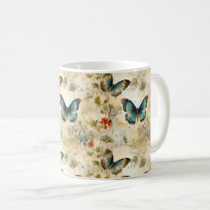 Vintage Schmetterlinge und Blume (11) Kaffeetasse