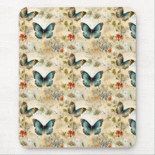 Vintage Schmetterlinge und Blume (11) Mousepad