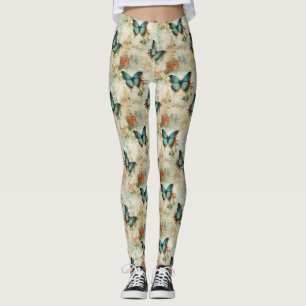 Vintage Schmetterlinge und Blume (12) Leggings