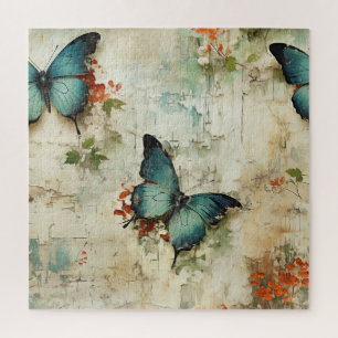 Vintage Schmetterlinge und Blume (12) Puzzle