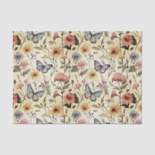 Vintage Schmetterlinge und Blume Dekoupage Muster Seidenpapier