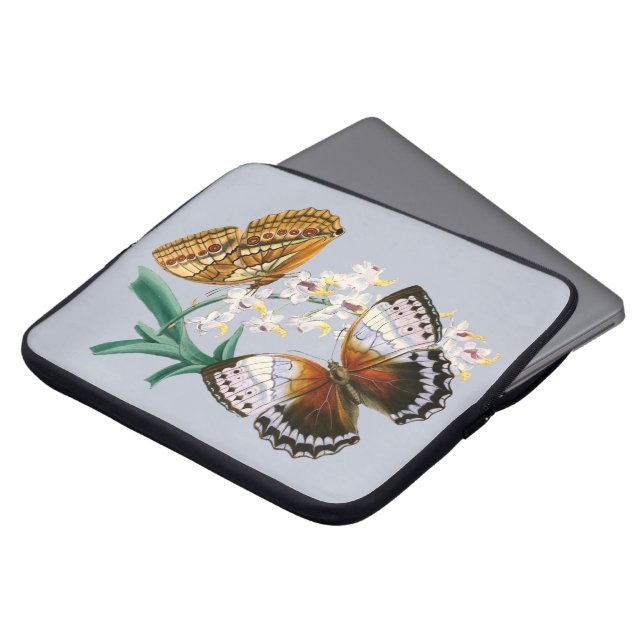 Vintage Schmetterlinge und Blumenbilder Laptopschutzhülle (Vorne Oben)