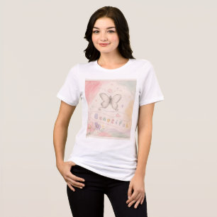 Vintage-Schmetterlings-Blumen-T-Shirt   Sanfte Äst Tri-Blend Shirt