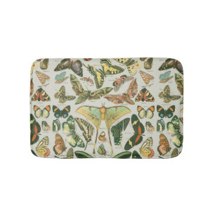 Vintage Schmetterlings-Motten-Musterdruck Badematte