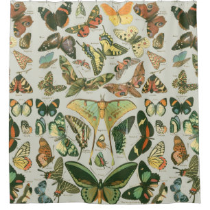 Vintage Schmetterlings-Motten-Musterdruck Duschvorhang