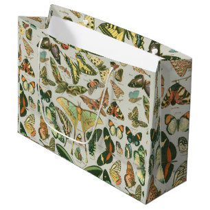 Vintage Schmetterlings-Motten-Musterdruck Große Geschenktüte