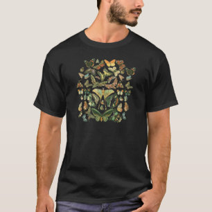 Vintage Schmetterlings-Motten-Musterdruck T-Shirt
