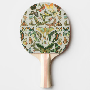 Vintage Schmetterlings-Motten-Musterdruck Tischtennis Schläger