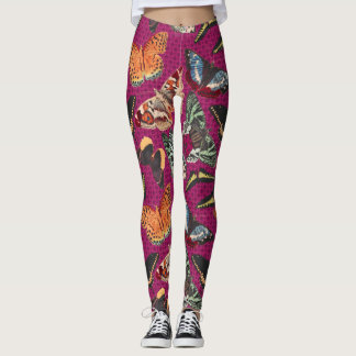 Vintage Schmetterlingsdarstellung Lila Hintergrund Leggings