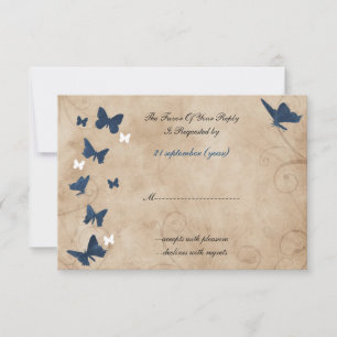 Vintage Schmetterlingshochzeit rsvp Standard 3,5 x Karte