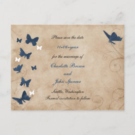 Vintage Schmetterlingshochzeit speichert das Datum Ankündigungspostkarte