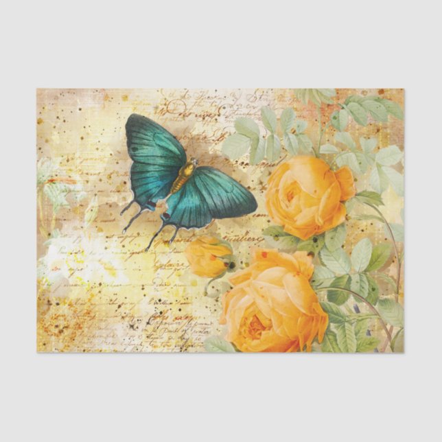 Vintage Schmetterlingskollage Seidenpapier (Vorderseite)