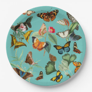Vintage Schmetterlingskunst, viele Arten und Farbe Pappteller