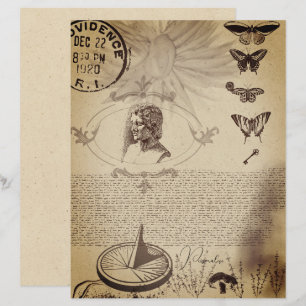 Vintage Schmetterlingspost-Briefmarke Altes Sepia-