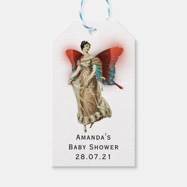 Vintage Schmetterlingspuffeldusche Geschenkanhänger (Vorderseite)