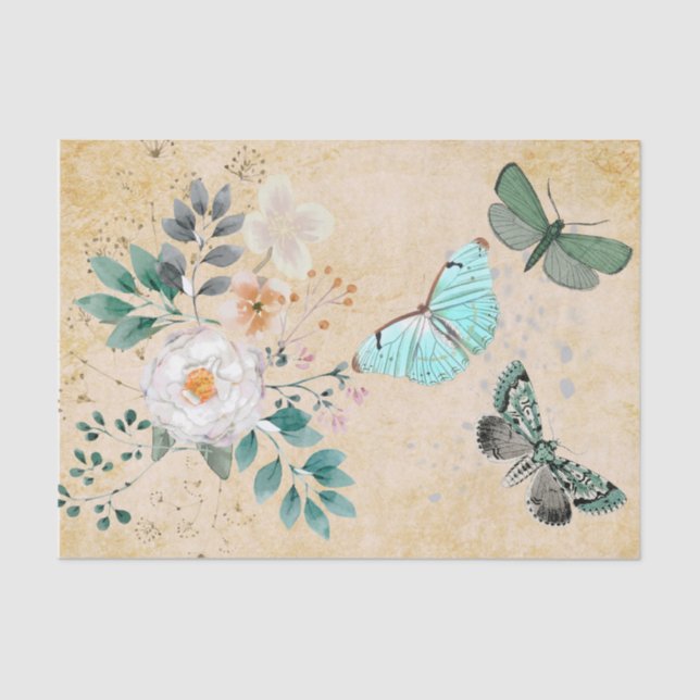 Vintage Schmetterlingssenkung   Seidenpapier (Vorderseite)