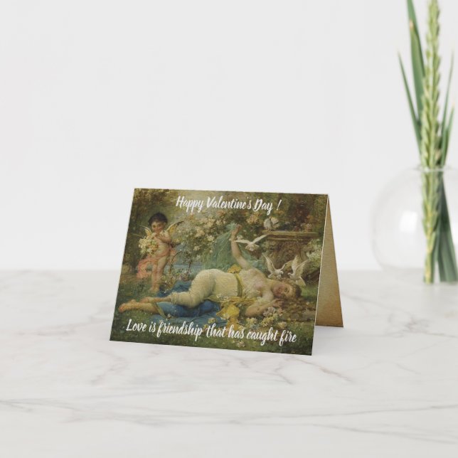 Vintage, schmutzige Kupiden-Ölmalerei Dankeskarte (Vorderseite)