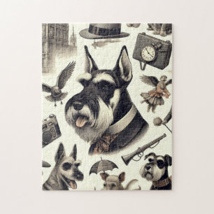Vintage Schnauzer-Illustration Puzzle