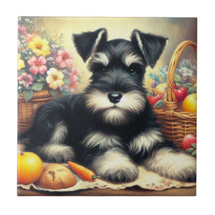 Vintage Schnauzer-Malerei Fliese