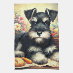 Vintage Schnauzer-Malerei Geschirrtuch