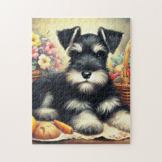 Vintage Schnauzer-Malerei Puzzle (Vertikal)