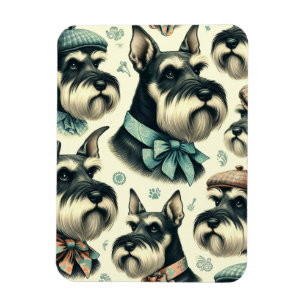 Vintage-Schnauzer-Nahtlose Illustration Magnet